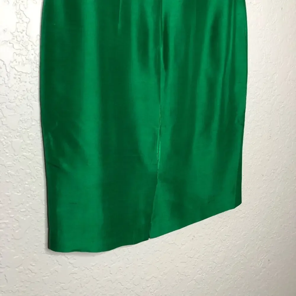 Hugo Buscati Collection green silk cap sleeve sheath dress size 4 holiday party